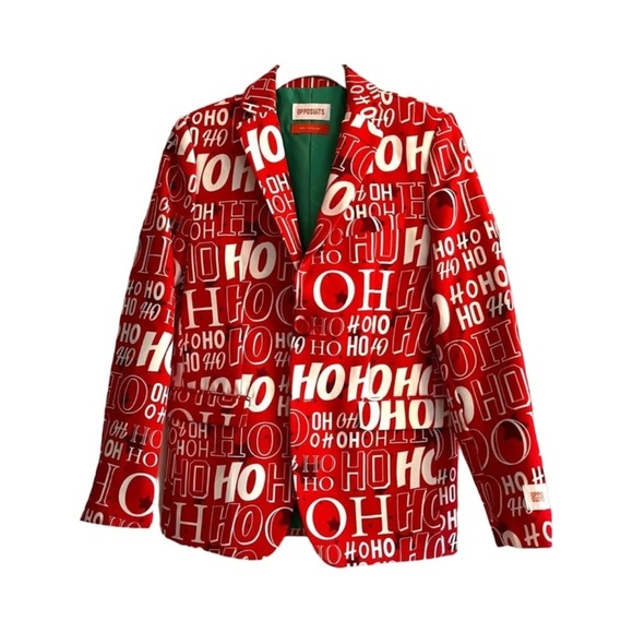 OppoSuits Men's Festive Christmas Holiday Ho Ho Ho Blazer NWOT Size M 38-40 - Picture 1 of 7